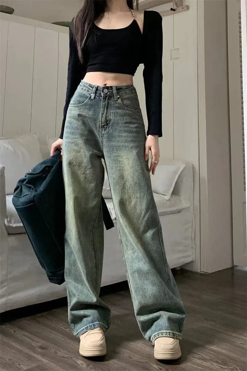 Vintage 90S Baggy Straight Denim High-Waisted Jeans