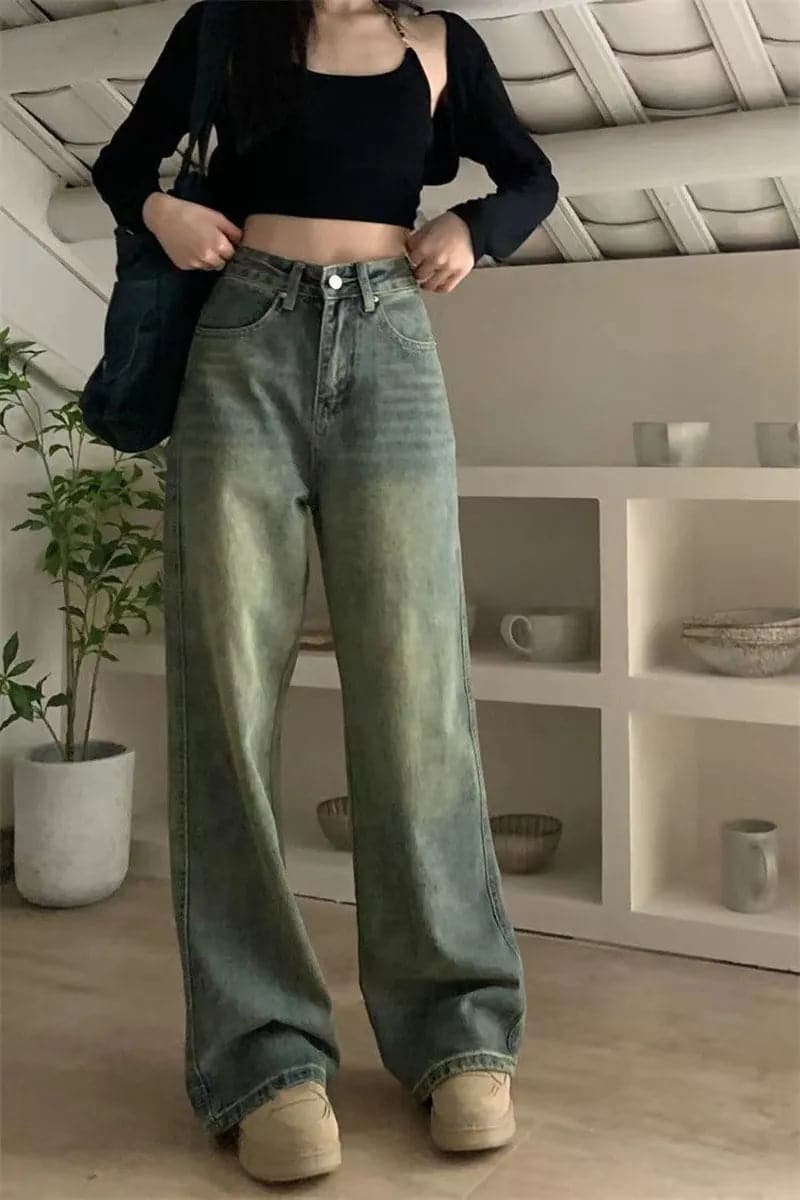Vintage 90S Baggy Straight Denim High-Waisted Jeans